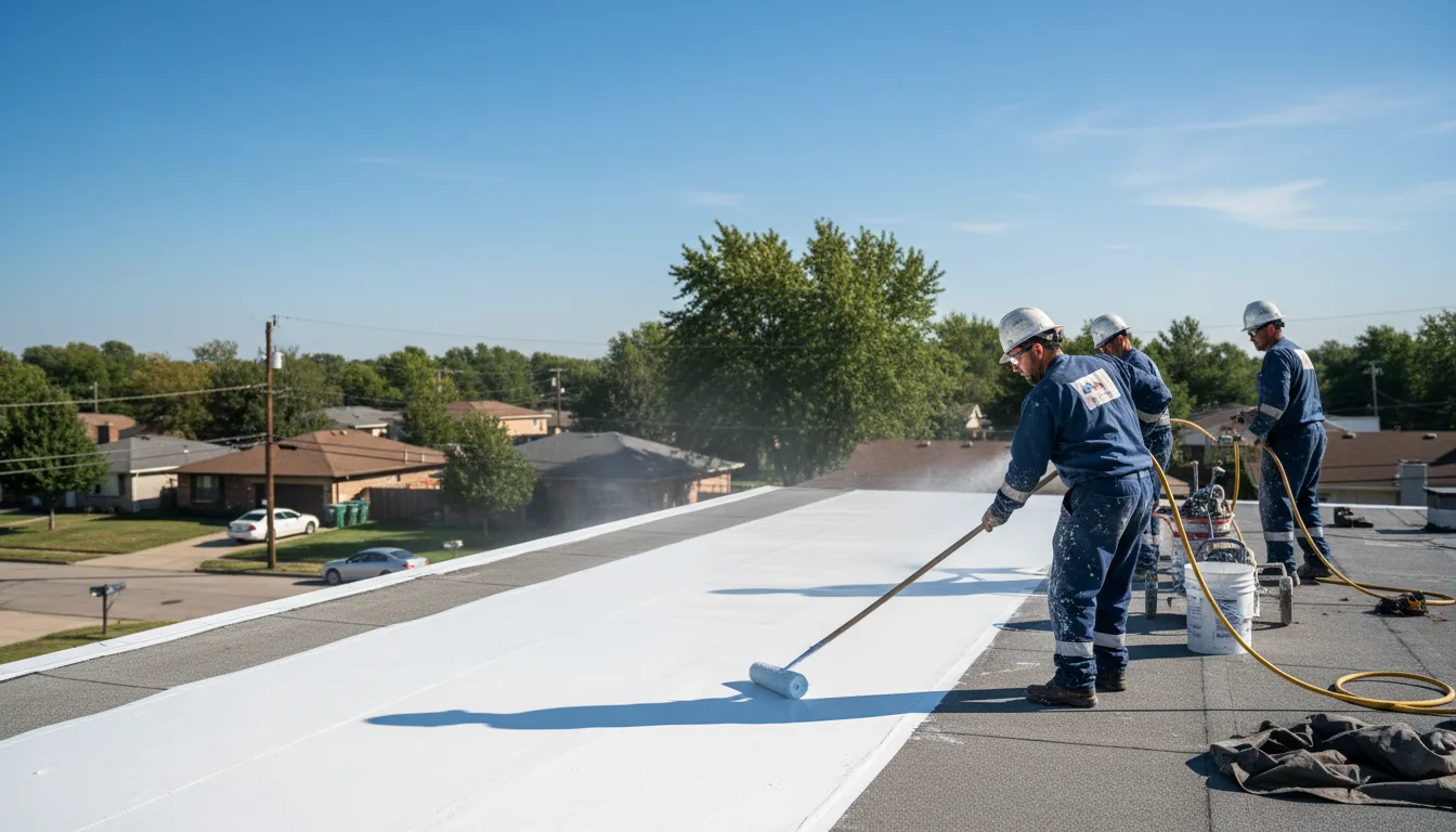 Commercial roof coating in Leeds, MA near me
